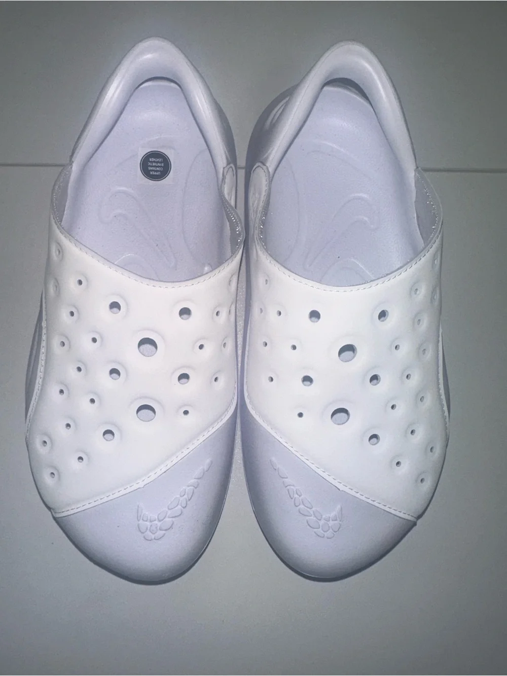 Nike Kids White Clog Sandals with Neon Yellow Swoosh